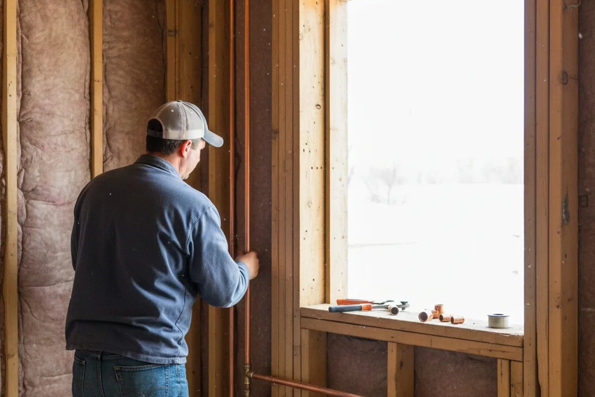 Licensed plumber running new copper supply lines in a Ward home