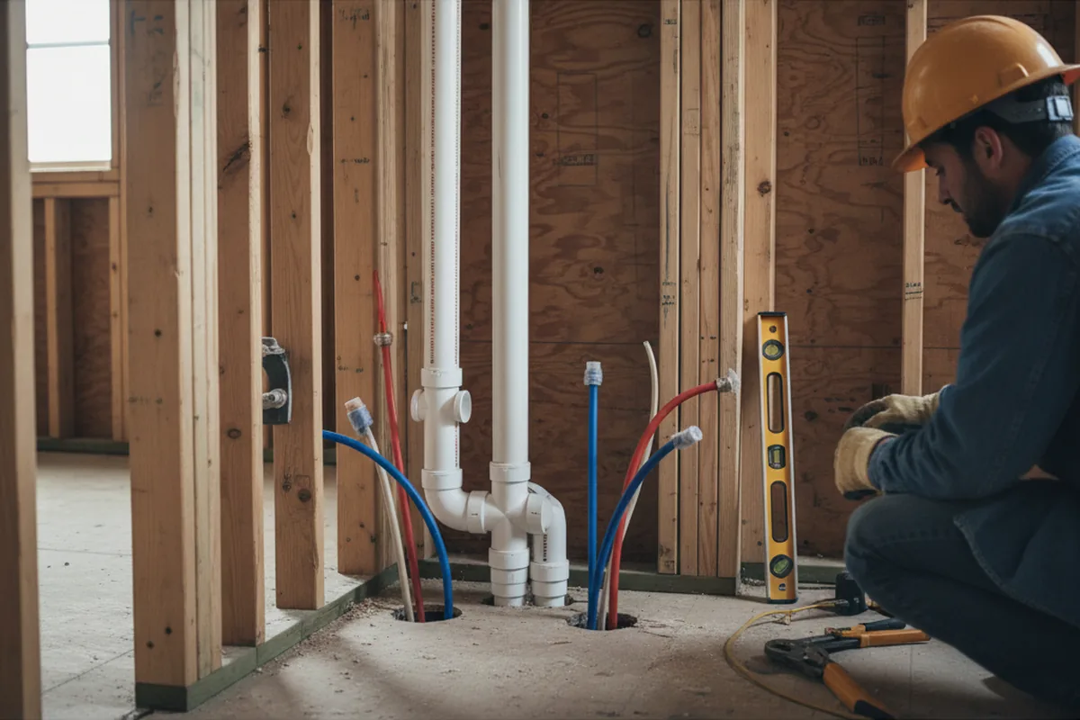 Drain and supply rough-in during Leak Detection in Ward